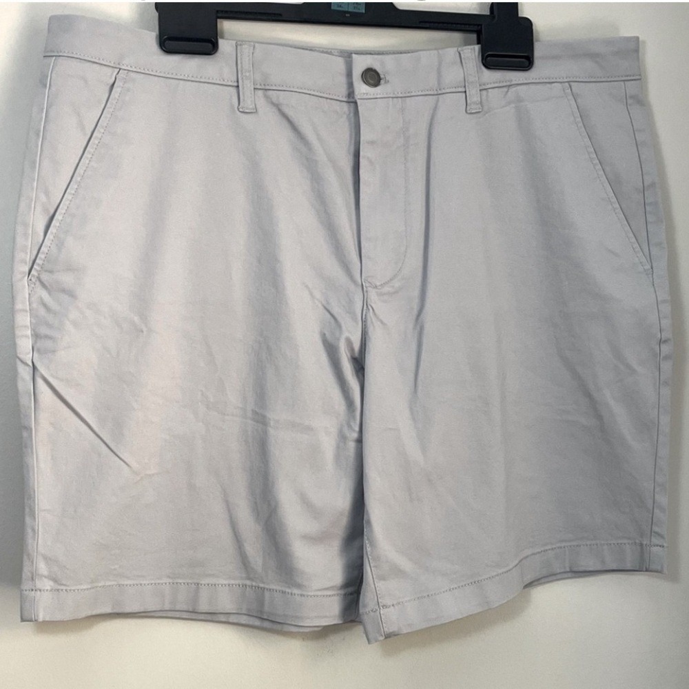 Flat Front Twill Chino Shorts Mens 40 Gray 9 Inch Inseam Members Mark New